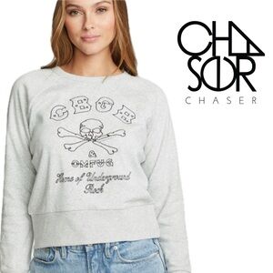 CBGB NYC Historic Underground Rock Embroidered Skull Logo Chaser Sweatshirt